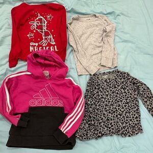 adidas Girls' Pink & Black Hoodie and tops Size 6-7 / size S